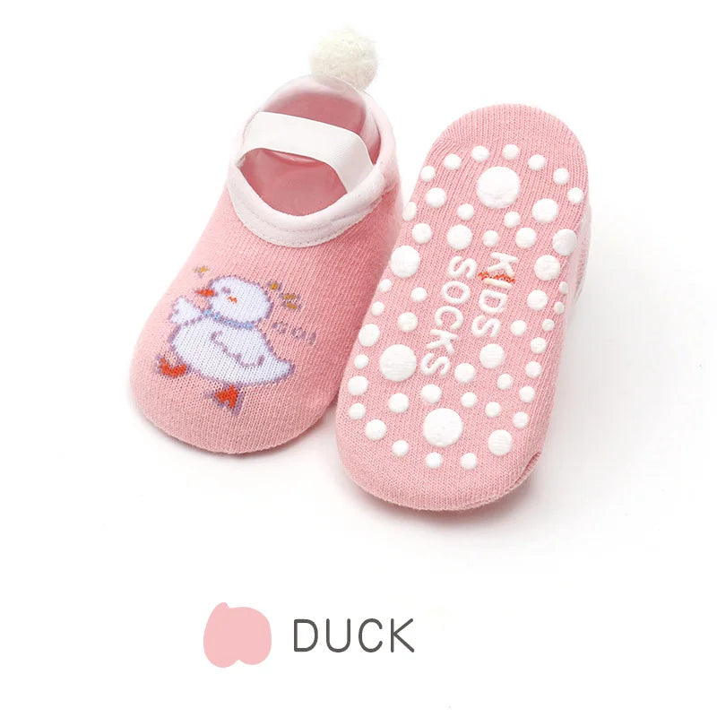 Spring Anti Slip Baby Socks Toddler Kids Floor Socks with Rubber Soles Autumn Newborn Baby Boy Girl Cartoon Cute Ball Warm Socks