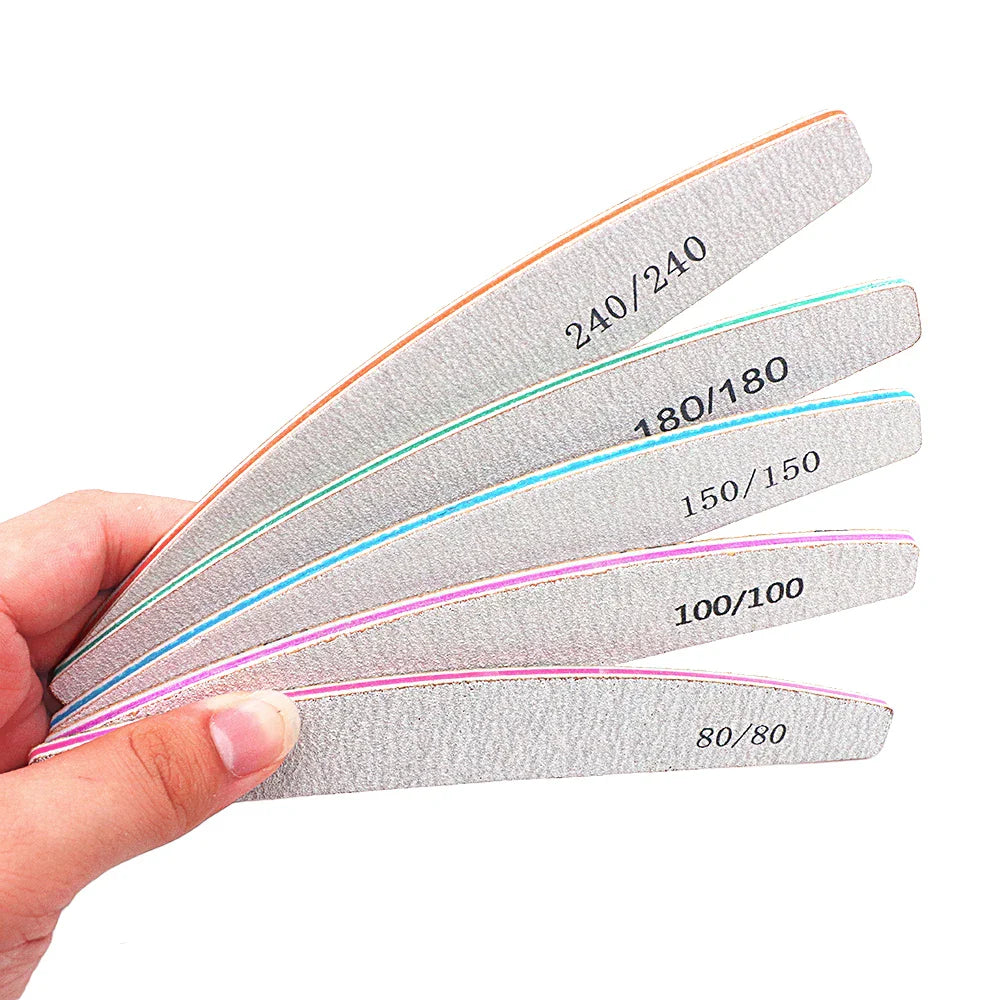 5/25Pcs/Lot Nail File Mix Color 80/100/150/180/240 Grit Professional Sandpaper Cuticle Remover Buffer Files Manicure Tool Set