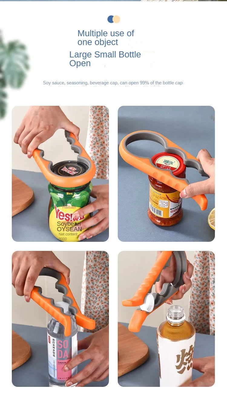 Four-in-One Bottle Opener Kitchen Multi-Functional Can Openers Cans Bottle Opener Non-Slip Labor-Saving Twist Bottle Lid Opener