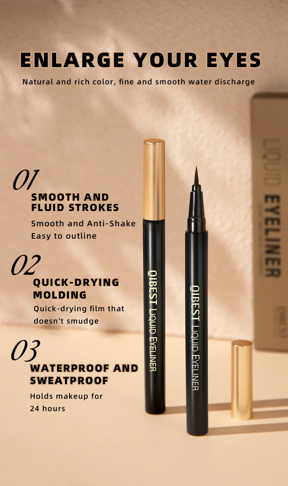 Long Lasting Black Liquid Eyeliner Waterproof Eye Liner Pencil Quick Drying Not Bloom Natural Eyeliner Liquid Pen Cosmetic Tools