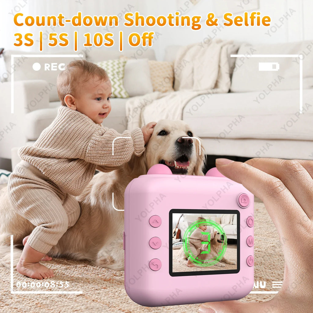 Kids Camera Instant Print, HD Instant Print Camera for Kids, Selfie Digital Camera for Kids Boys& Girls Ideal Kids Toys Gifts