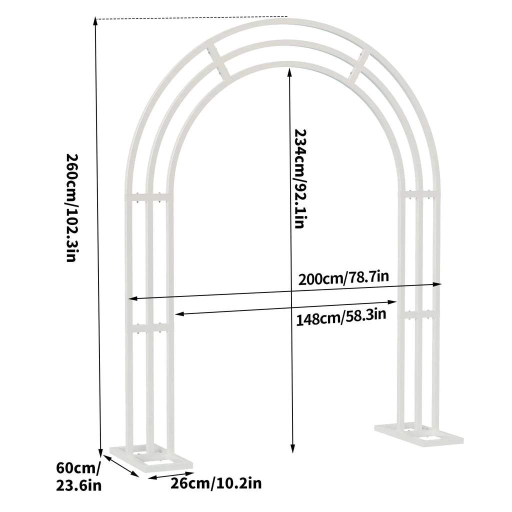 Heavy Strong White Metal Wedding Arch Garden Arbor Frame, Floral Backdrop Stand, Pergola for Indoor and Outdoor