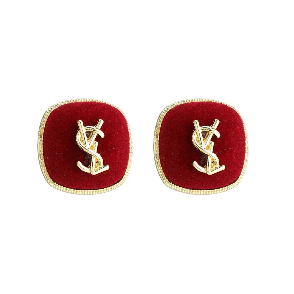 925Silver Needle Redflannelette Earrings Autumn/Winter New High-End Feel Earring Fashionable Light Luxury Ear Decoration Wholesa