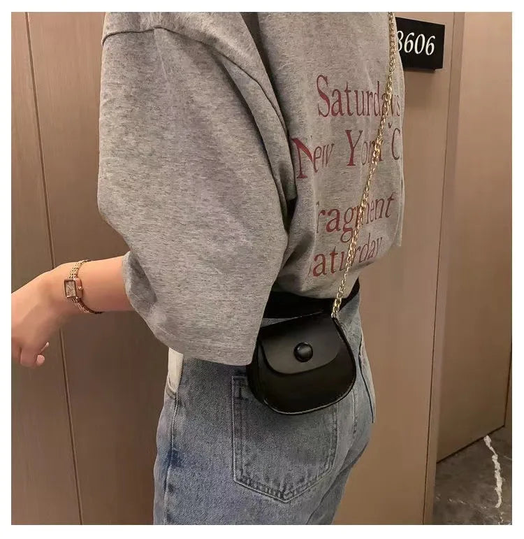 Fashion Kids Children PU Leather Shoulder Bag Lovely Baby Girls Mini Chain Coin Purse Cute Princess Crossbody Bags Small Wallet