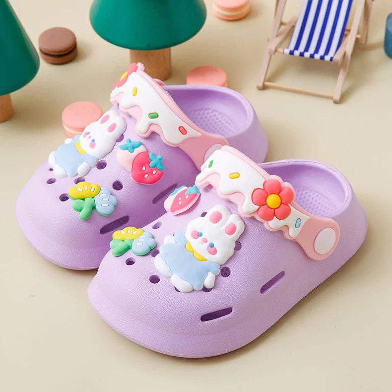 Girls Sandals Trendy Cute Cartoon Soft Sole Clogs For Baby Breathable Non-slip Clogs For Indoor Outdoor Beach Garden Shoes
