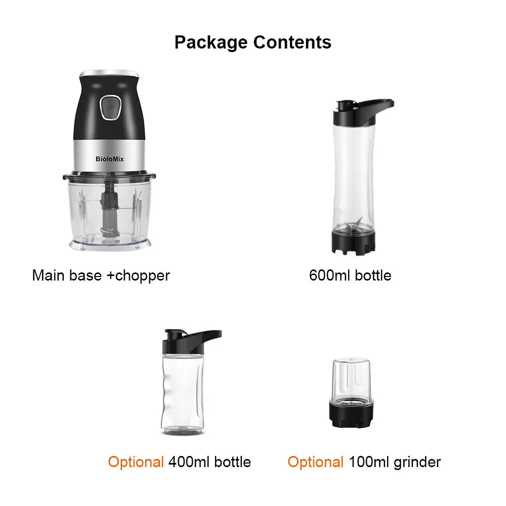 BPA FREE 500W Portable Personal Blender Mixer Food Processor With Chopper Bowl 600ml Juicer Bottle Meat Grinder Baby Food Maker