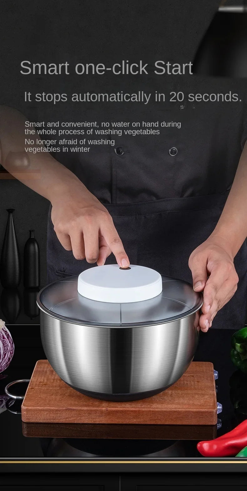 Stainless steel Vegetable Dehydrator Electric Cleanse Dryer Strainer Fruit and Vegetable Dry Wet Separation Dehydrator Kitchen