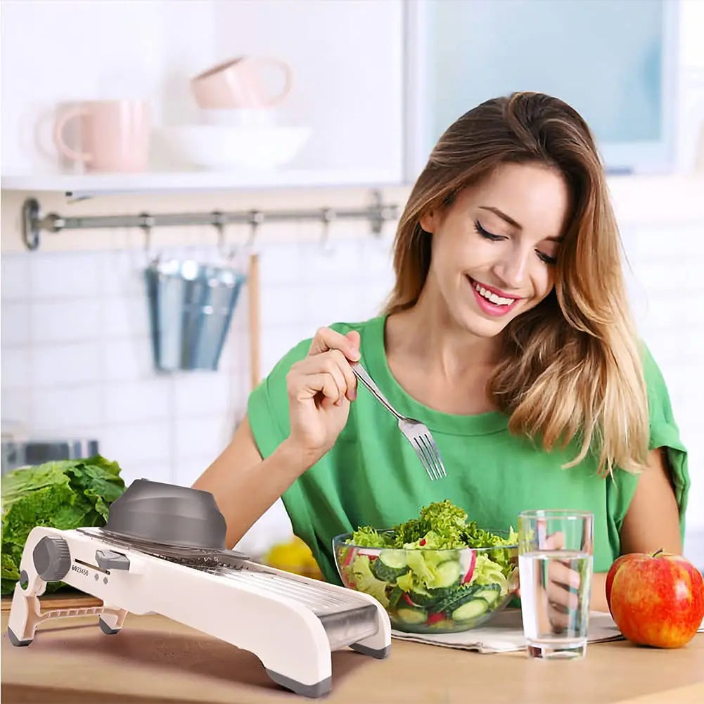 LMETJMA Ultra Sharp Mandoline Slicer Upgraded Vegetable Slicer Kitchen Adjustable Thickness Food Cutter Slicer Dicer KC0450