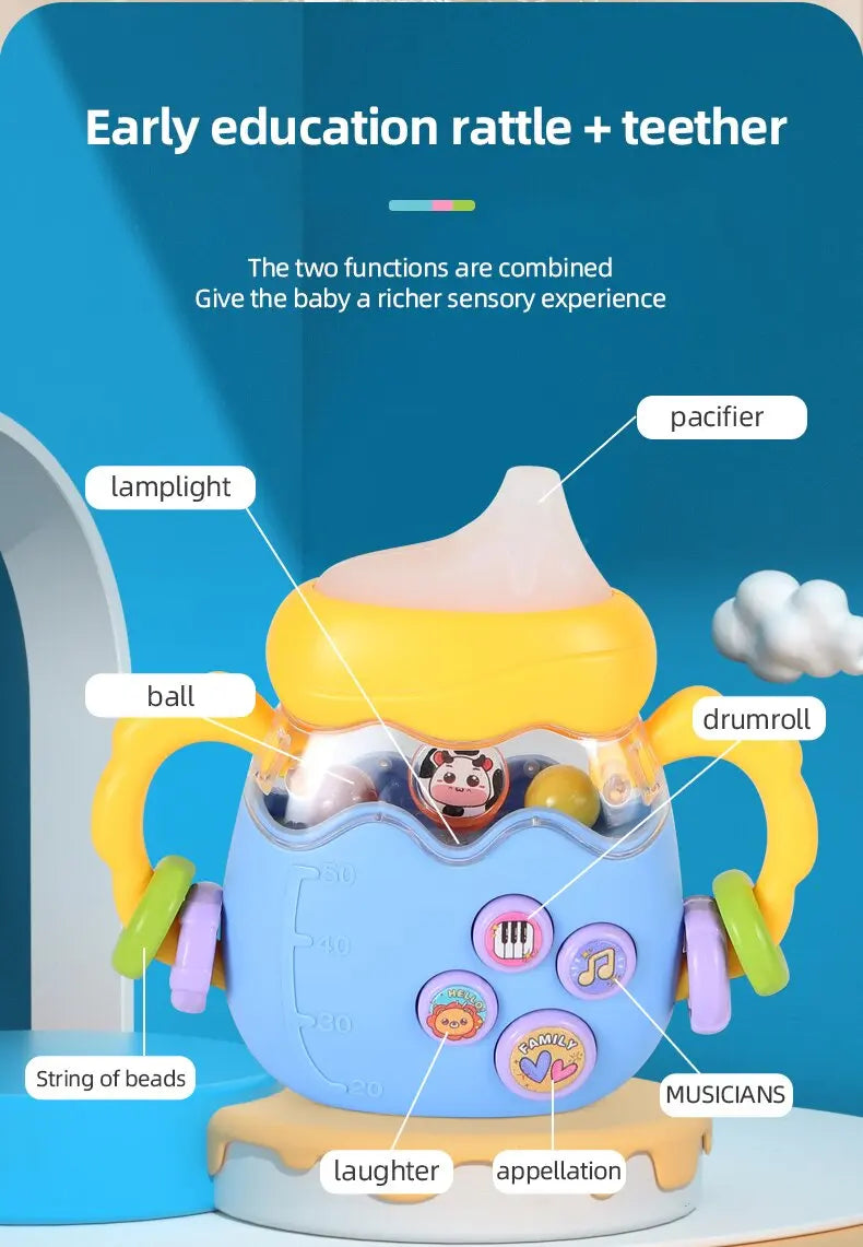 Baby bottle rattle puzzle early education toy Baby teaser pacifier Christmas gift Newborn grip Training Music story