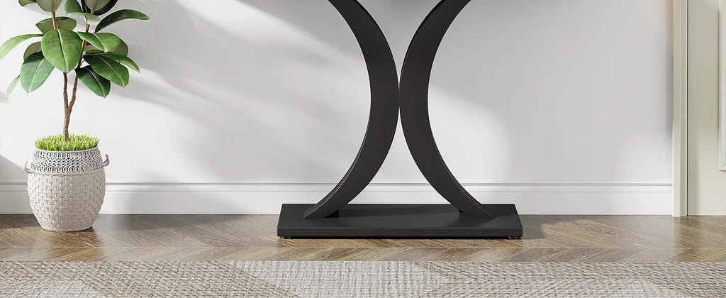 Tribesigns Industrial Console Table, 40 inch Narrow Entryway Foyer Table with Geometric Base, Rustic Hallway Accent Table