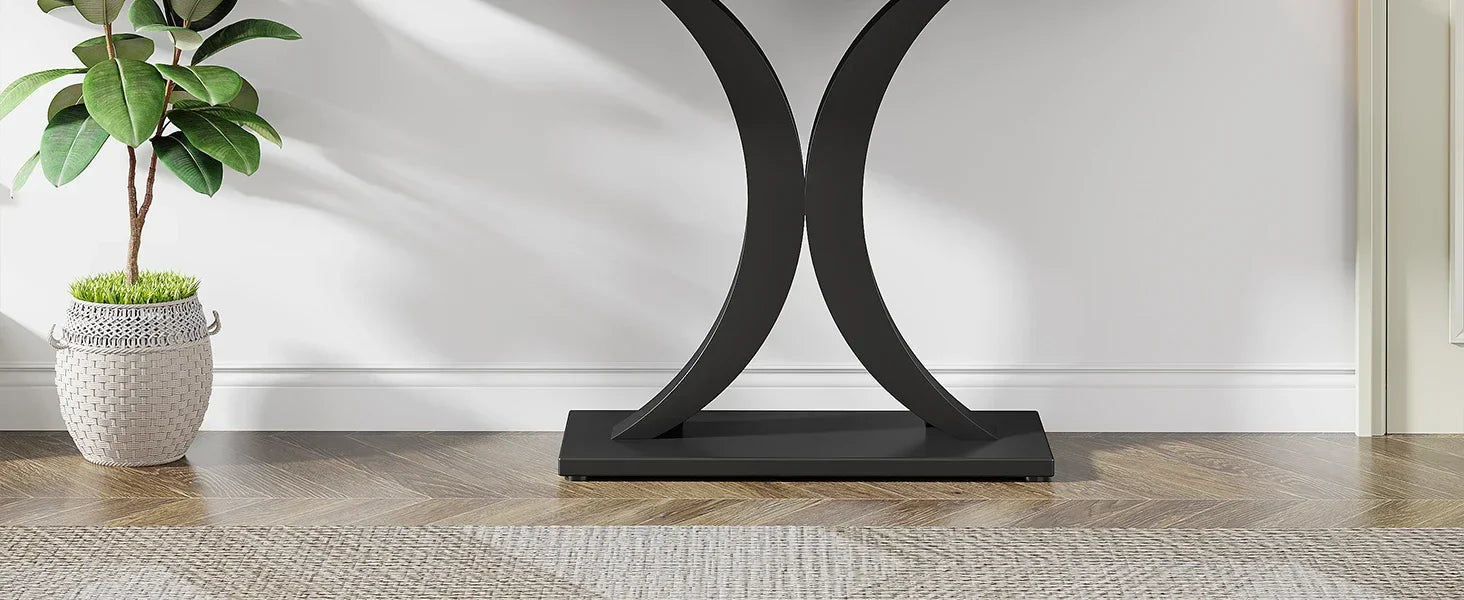 Tribesigns Industrial Console Table, 40 inch Narrow Entryway Foyer Table with Geometric Base, Rustic Hallway Accent Table