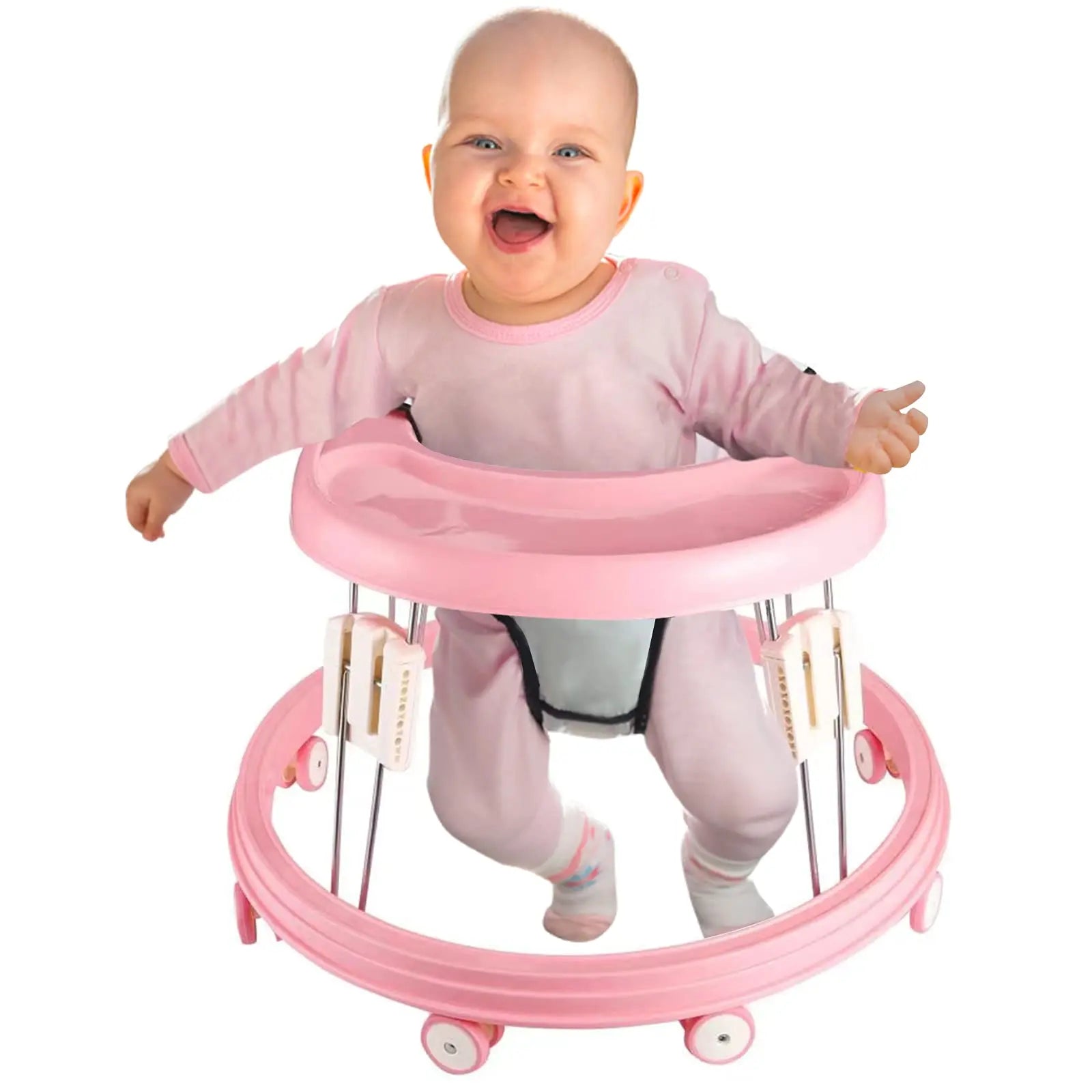 Baby Walker, Foldable Multi-Function Anti-Rollover Walker with Brake Design, 5 Level Height Adjustable, Baby Walkers