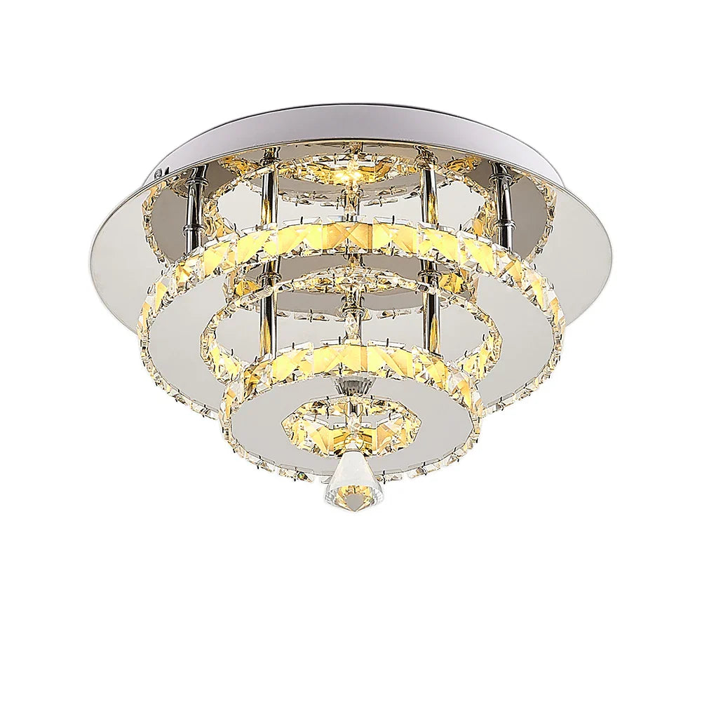 KOMORE Modern Small Crystal LED Ceiling Light, Square / Round for Office, Living Room, Bedroom, Kitchen, Hallway