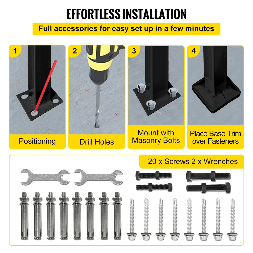 VEVOR Handrails for Outdoor Steps Fit 4 or 5 Steps Outdoor Stair Railing Arch#4 Wrought Iron Handrail Flexible Porch Railing