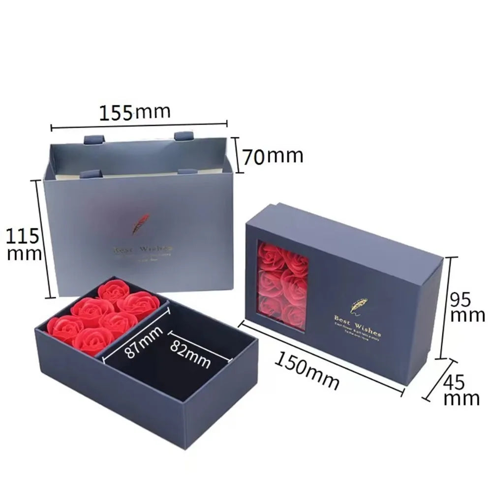 Valentine's Day Eternal Roses Gift Box Window Opening Six Rose Jewelry Gift Packaging Box Birthday Gifts Eternal Flower Ring Box