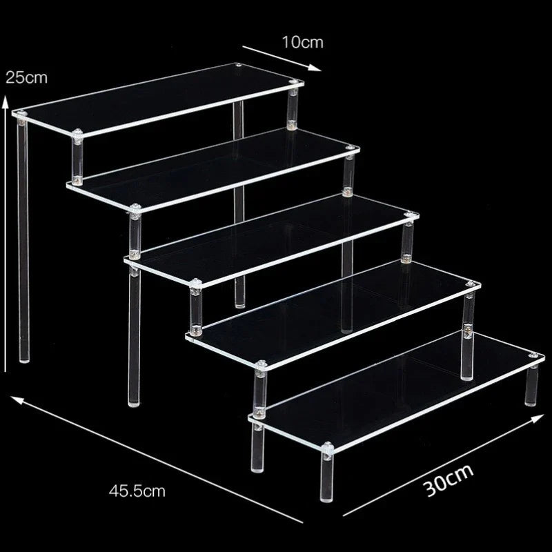 Acrylic Riser Display Stand Perfume Organizer Shelves for Amiibo Funko Figures Toys Cupcake Desserts Collection Cosmetic Jewelry