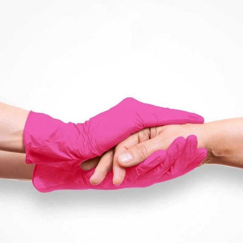 Fuchsia Nitrile Disposable Gloves Pink 20/50/100PCS Powder Latex Free Cleaning Gloves For Beauty Hair Dye Esthetician Nail Salon