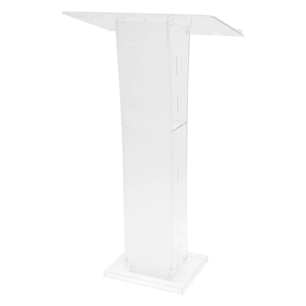 Acrylic Podium Floor Standing Clear Lecterns W/ Storage Shelf School Stand Desk Church Pulpit Office Lecture Table 43in H