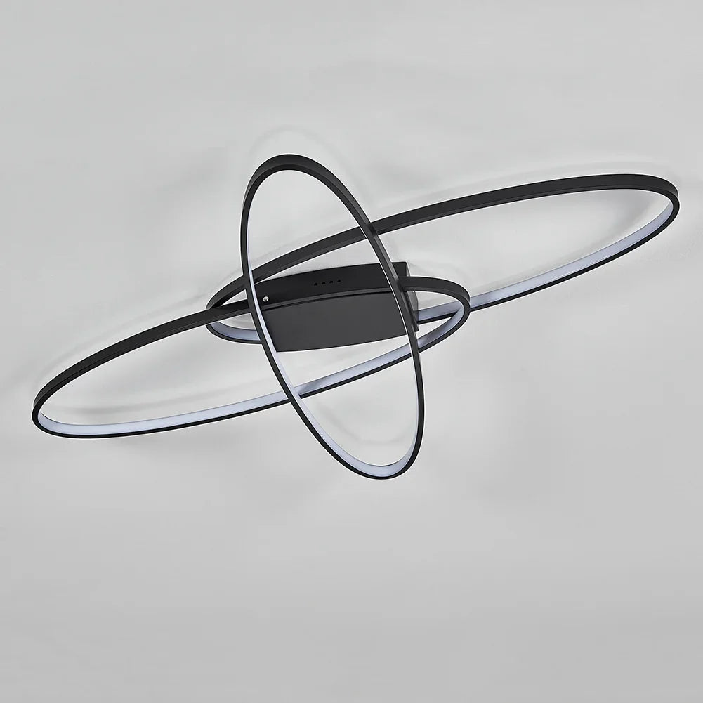 KOMORE Minimalistic Unique Oval LED Semi-Flush Ceiling Light, 76 W Cool White for Office, Living Room, Bedroom, Kitchen, Hallway