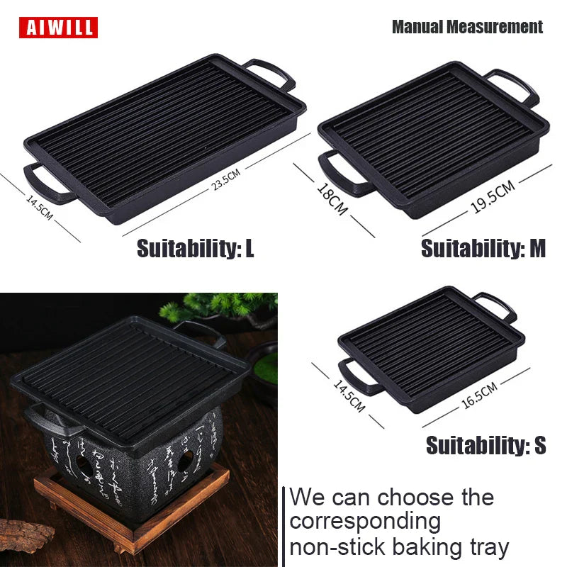 AIWILL Portable BBQ Grill Korean Food Carbon Furnace Barbecue Stove Charcoal Cooking Oven Household Outdoor Reusable Grill Box
