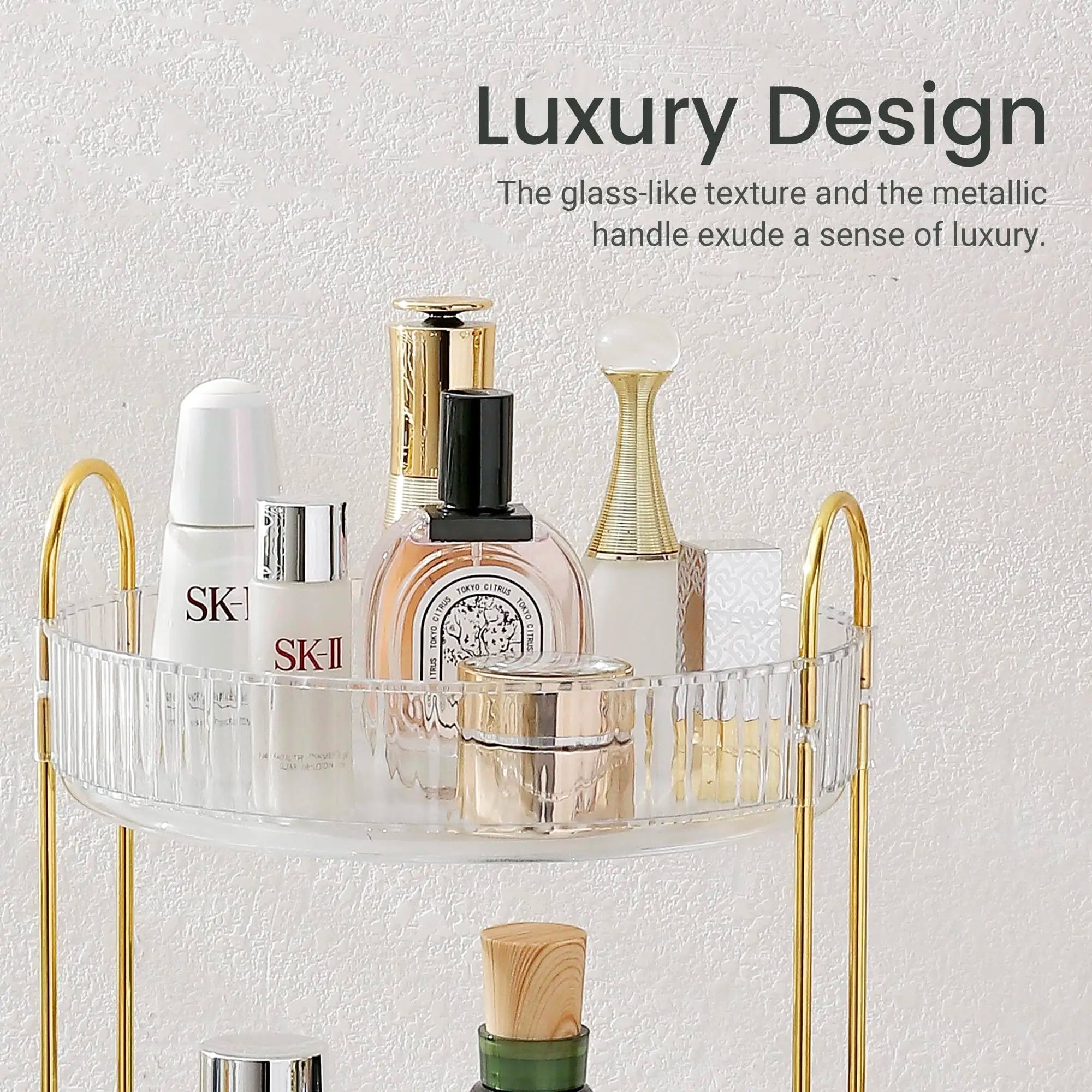 Rotating Makeup Organizer for Vanity Make Up Storage Box for Bathroom Counter Clear Cosmetic Toiletry Dresser Spinning Holder