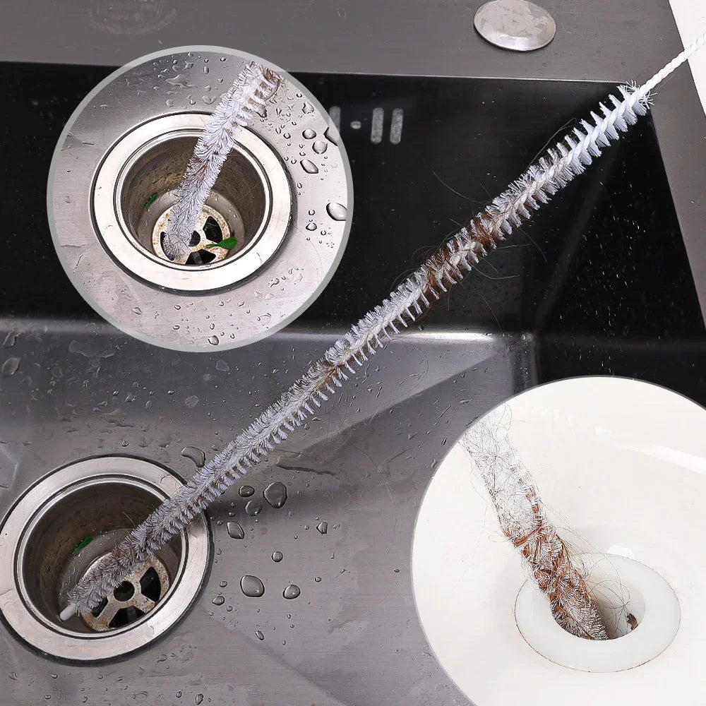 Flexible Long Pipeline Cleaning Brush Reusable Pipework Brush with Handle Dryer Vent Cleaning Kit for Bathroom Toilet Kitchen