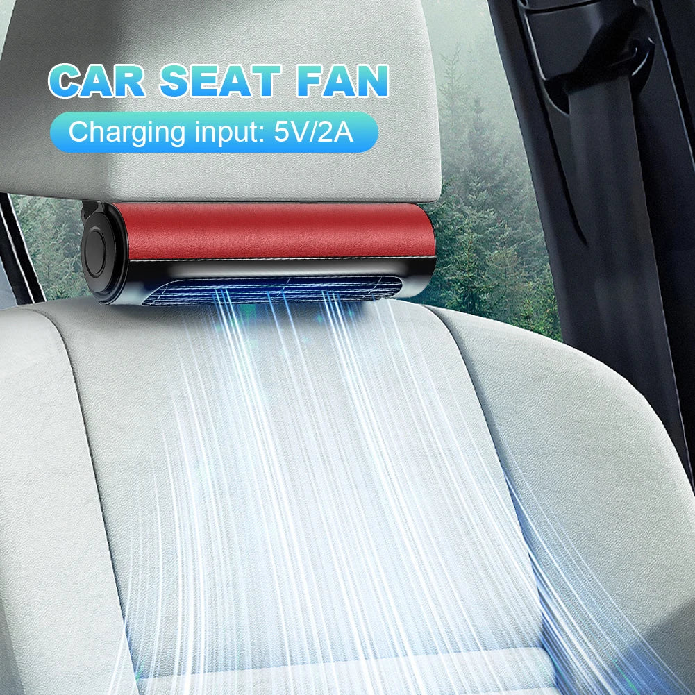 Portable Car Seat Fan USB Powered Low Noise Car Headrest Cooling Air Fan Car Seat Ventilation Fan for Front Rear Seat Passenger