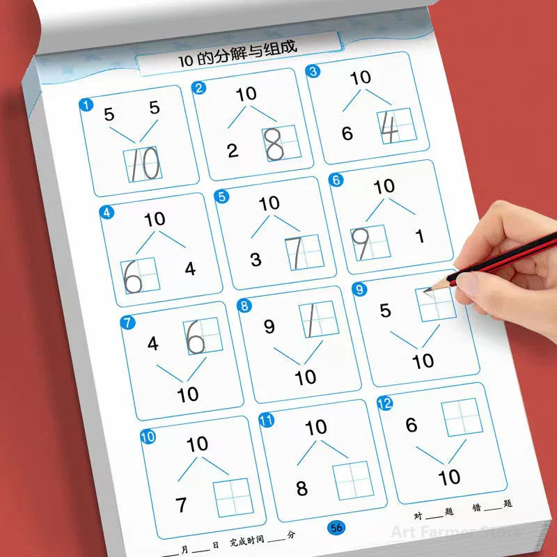 Handwritten Arithmetic Exercise Books Learning Mathematics Workbook 61 Pages Addition and Subtraction Children's Notebooks