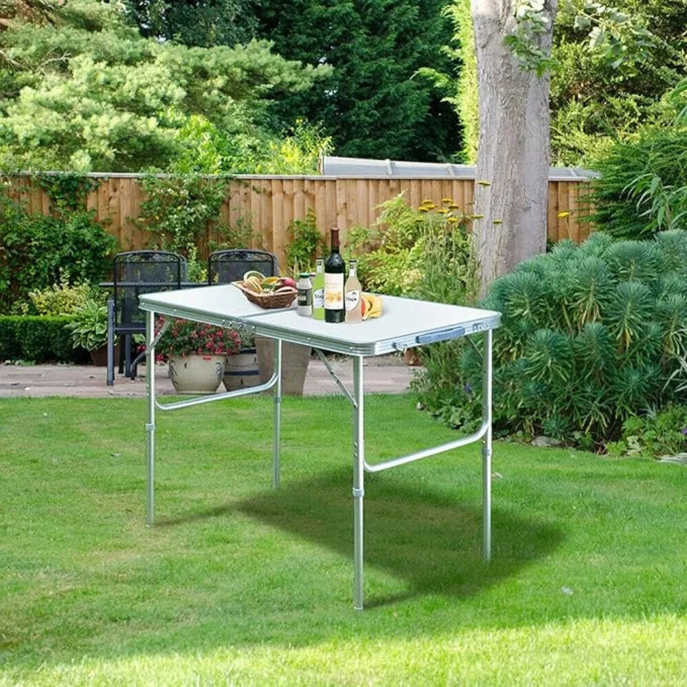 3FT/90cm Folding Table Lightweight Portable Camping Table, Non-Slip Rubber feet , Premium Quality Steel Aluminium Foldable Table