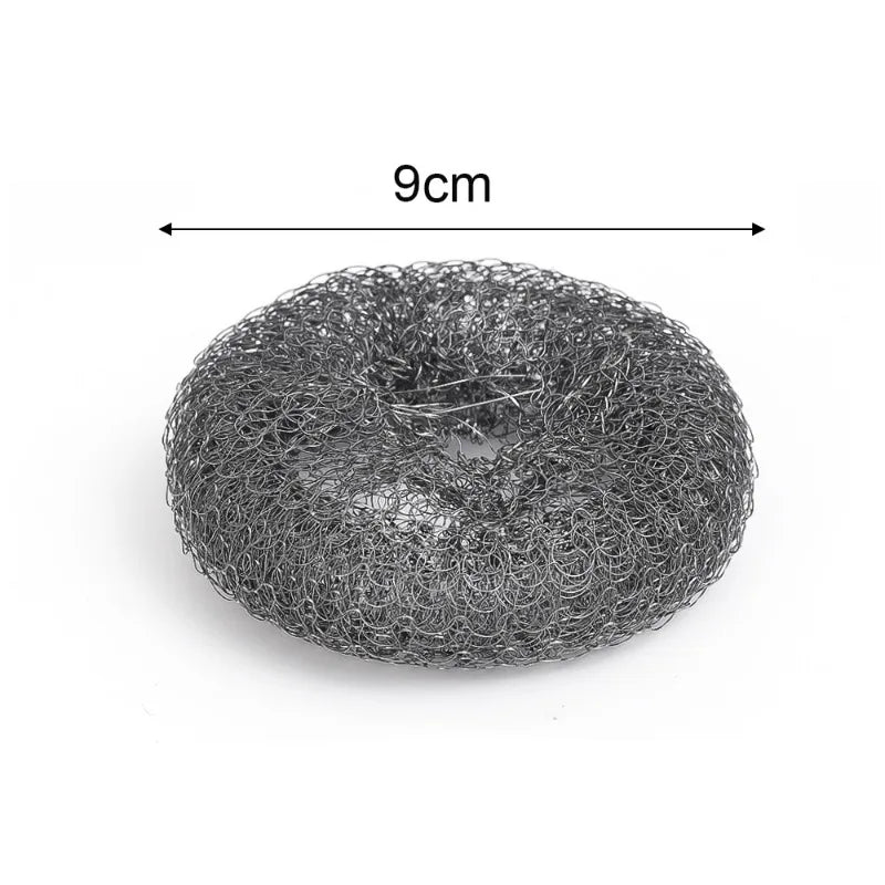 Stainless Steel Wire Brush with Long Handles Kitchen Replacement Steel Wool Wire Ball Dishwashing Brush Sink Countertop Cleaning