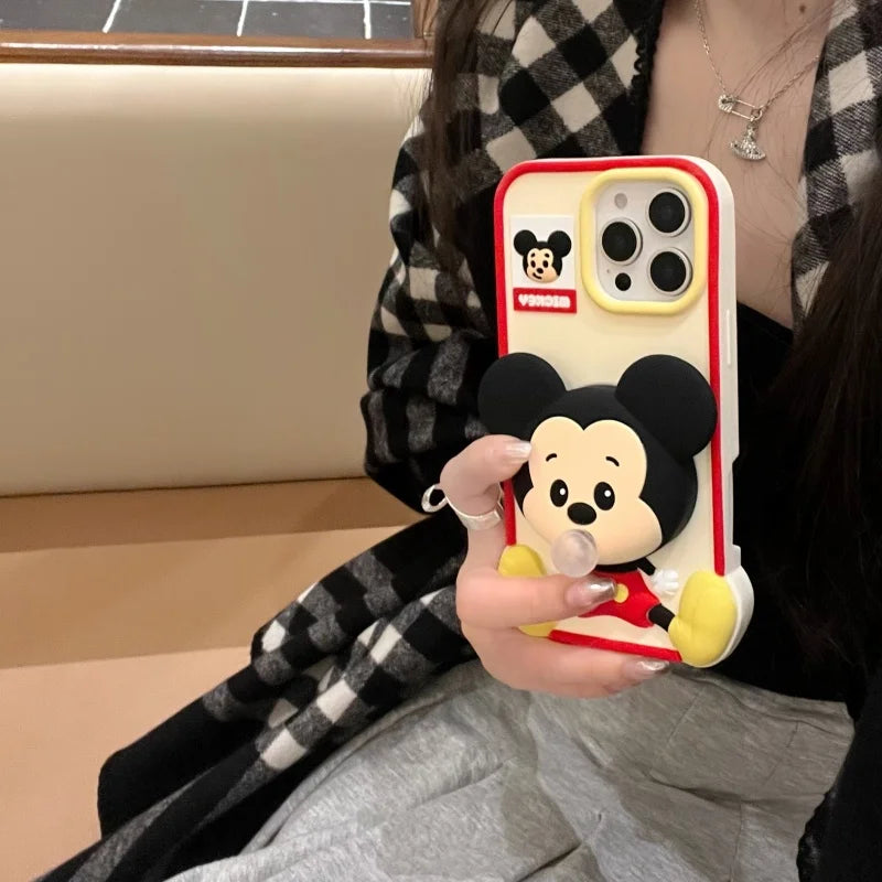 Baby pacifier Mickey Mouse Phone Case for iPhone 13 14 15 16 Pro Max 12promax DISNEY blow bubbles Soft silicone Cover Capa
