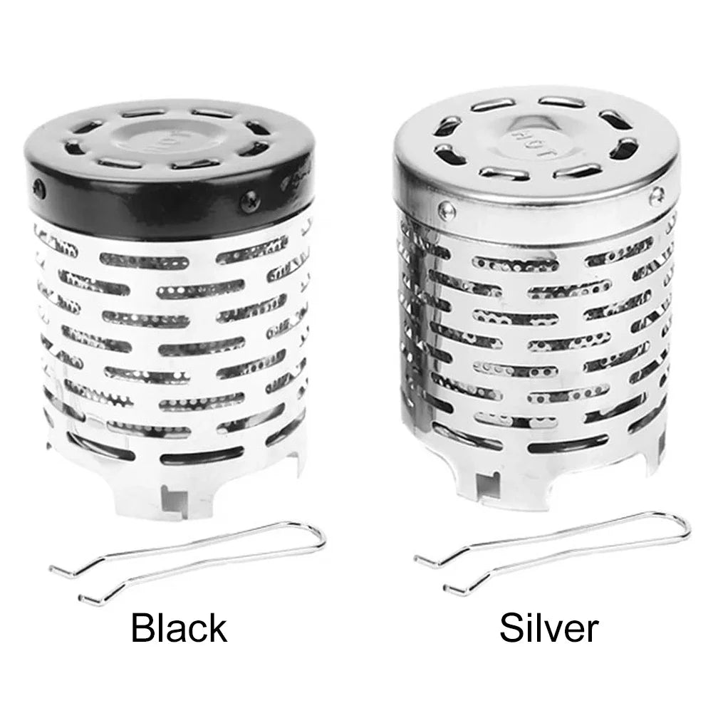 Mini Gas Heater Stove Stainless Steel Portable Warmer Heating Cover Camping Stove Warming Stove Hood for Outdoor Camping