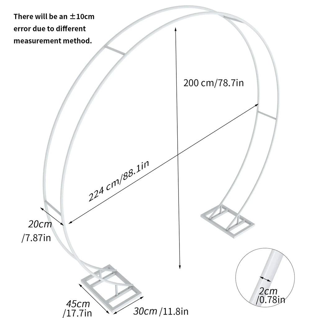 2.1M/2.2M/2.4M Removable Round Wedding Arch Metal Backdrop Flower Garland Party Frame Garden Arbor