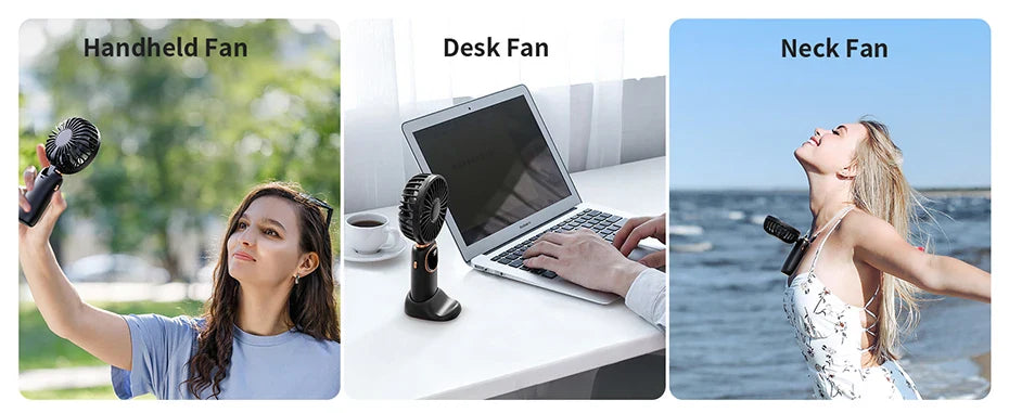 coldsky Portable Handheld Fan 4000mAh Battery Operated Fan 5 Speed with LED Display Handheld/Neck/Desk 3 in 1 Personal Small Fan