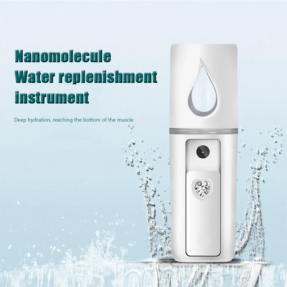 L2 Mini Nano Facial Mister with Top Mirror Portable USB Rechargeable Handy Cool Mist Sprayer Steamer Face Humidifier Atomizer