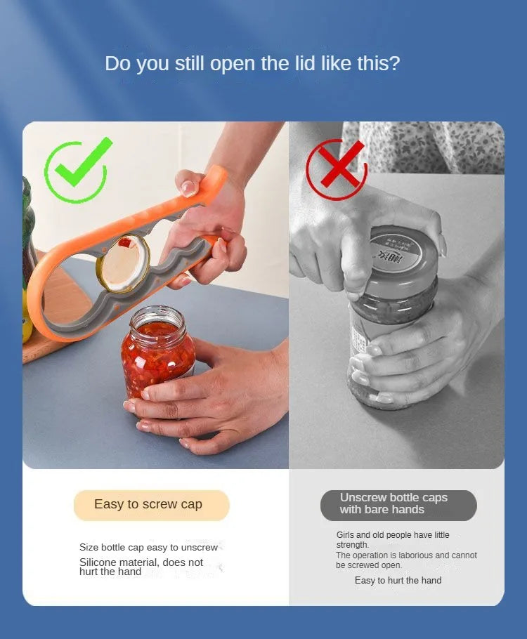Four-in-One Bottle Opener Kitchen Multi-Functional Can Openers Cans Bottle Opener Non-Slip Labor-Saving Twist Bottle Lid Opener