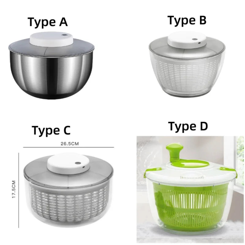 Stainless steel Vegetable Dehydrator Electric Cleanse Dryer Strainer Fruit and Vegetable Dry Wet Separation Dehydrator Kitchen