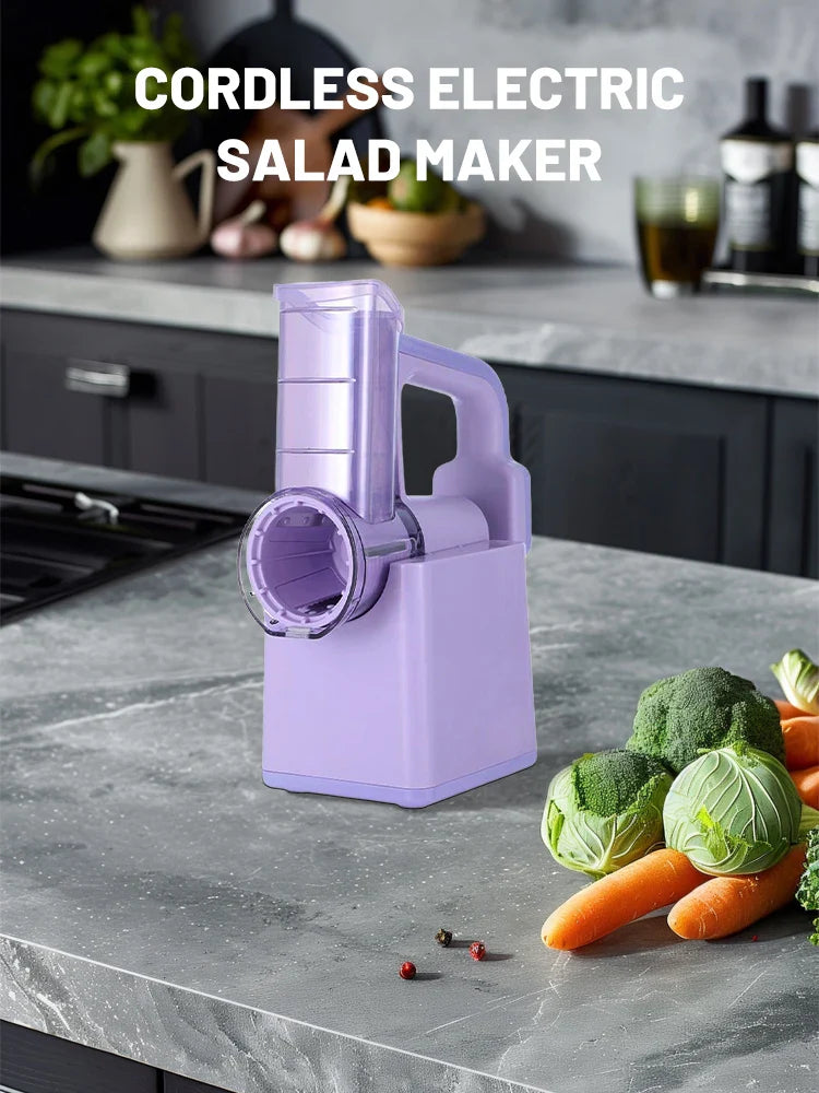 Electric Cheese Grater Portable Salad Maker With 3 Different Shapes of Blades 40W Electric Rotary Slicer Shredder ABS304