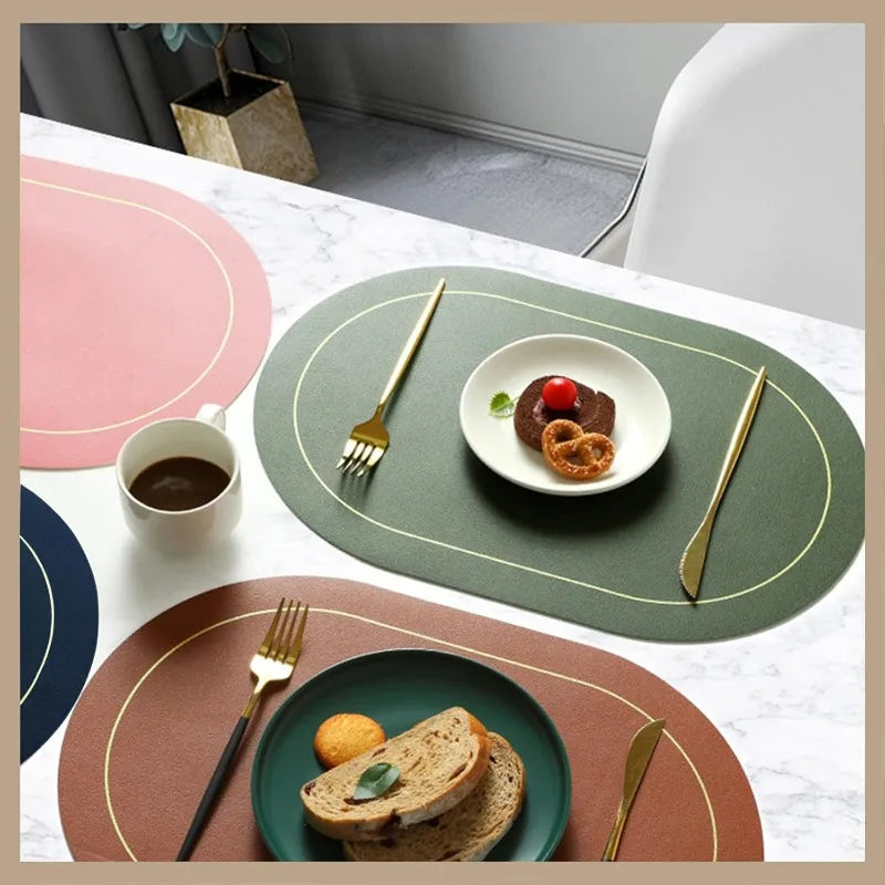 Table Leather Placemats Set of 1/4/6pcs,Washable for Dining,Heat-Resistant Non-Slip Insulation Waterproof Place Mats
