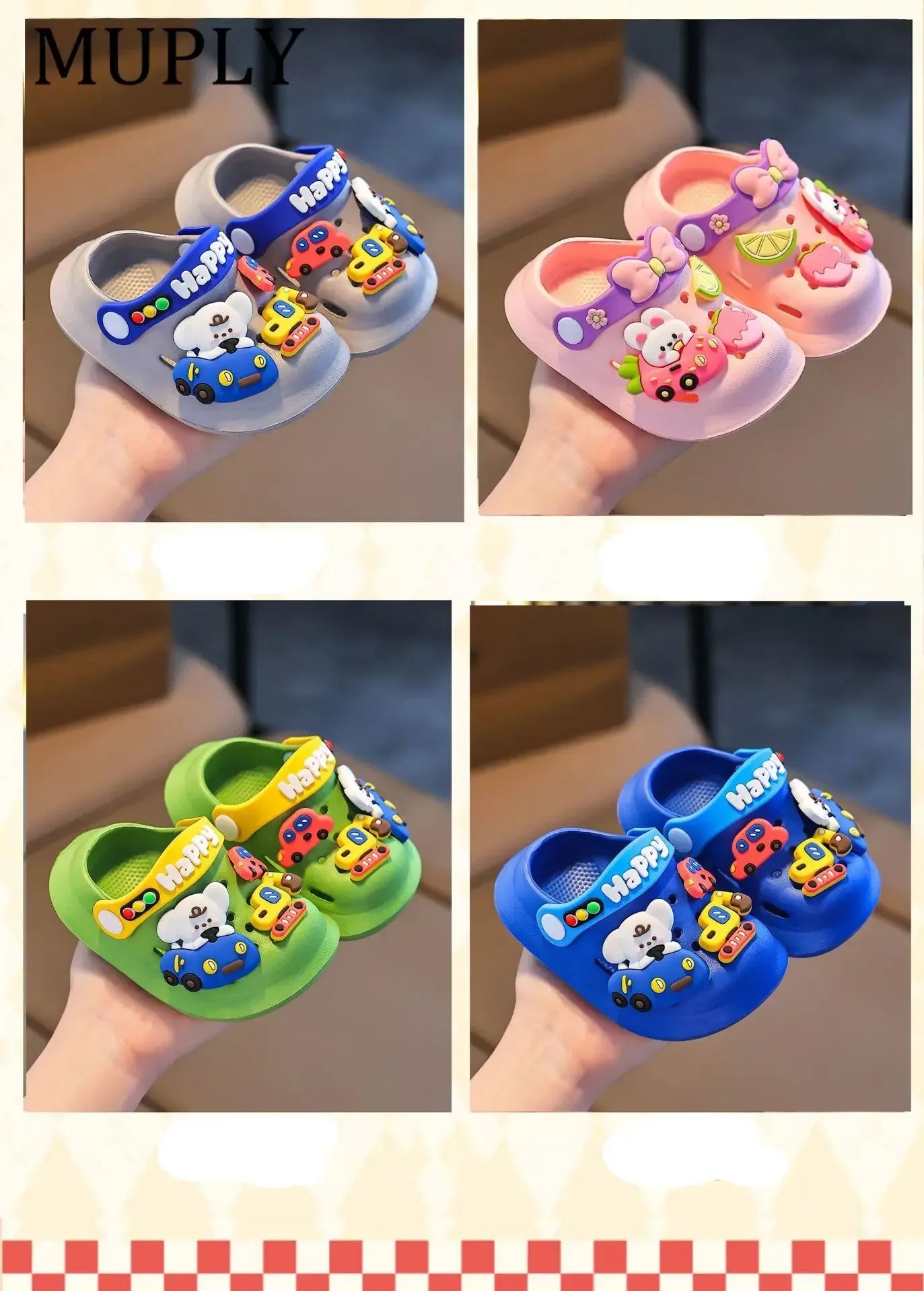 Summer Children Garden Clogs Shoes Boys&Girls Beach Sandal Kids Lightweight Breathable Cute Cartoon Slip Baby Slippers