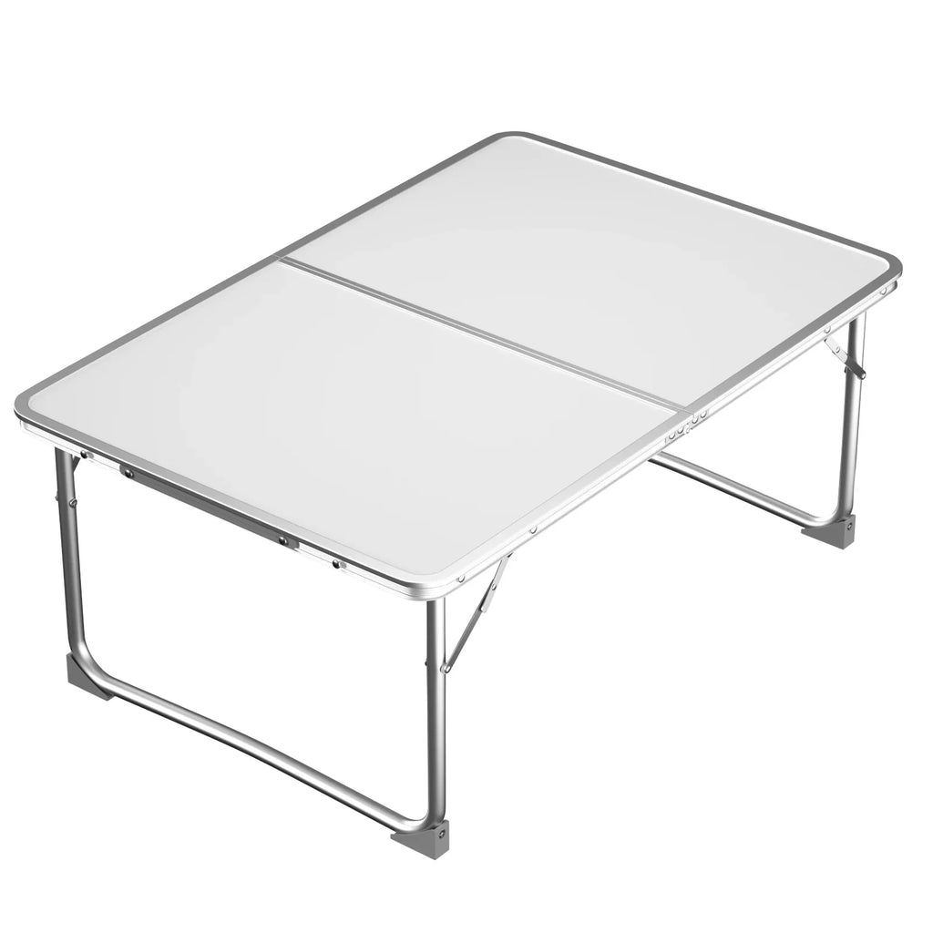 Mini Folding Picnic Table with Carry Handle, Aluminum Frame, Laptop Table for Sofa Bed Couch Floor, 60x40x24cm, Green/White