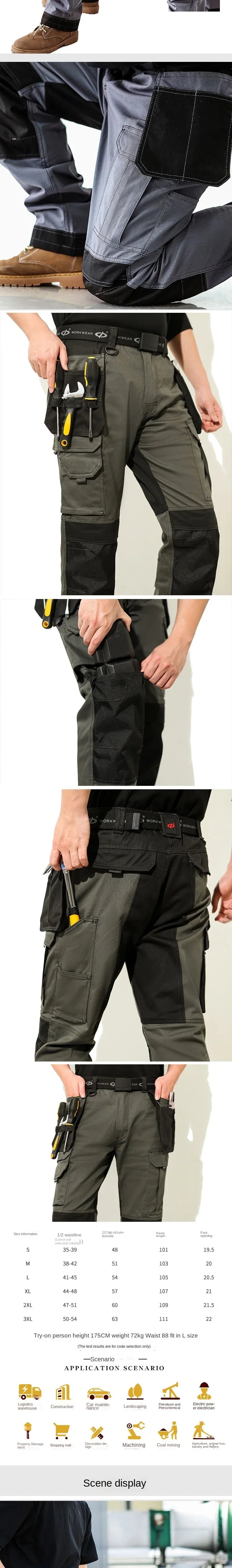 Cargo Pants Men Workwear Multi-Pocket Outdoor Hiking Joggers Pants Work Trousers Men with Wear resistant multi pocket Knee Pads