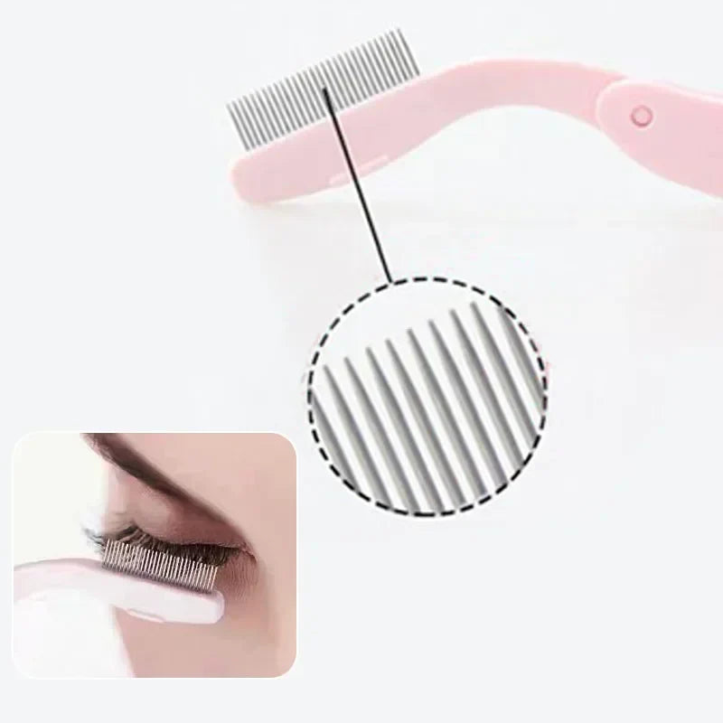 Foldable Ultra-fine Stainless Steel Eyelash Brush Lash Separator Eyebrow Eyelashes Extension Comb Eyelash Curler Makeup Tools
