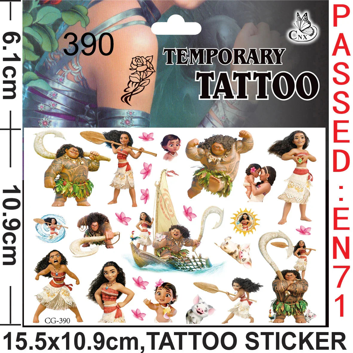 Moana Maui Simea Temporary Tattoo Stickers Party Favors Gifts Goodie Bag Fillers for Kids Birthday Party Supplies Baby Shower