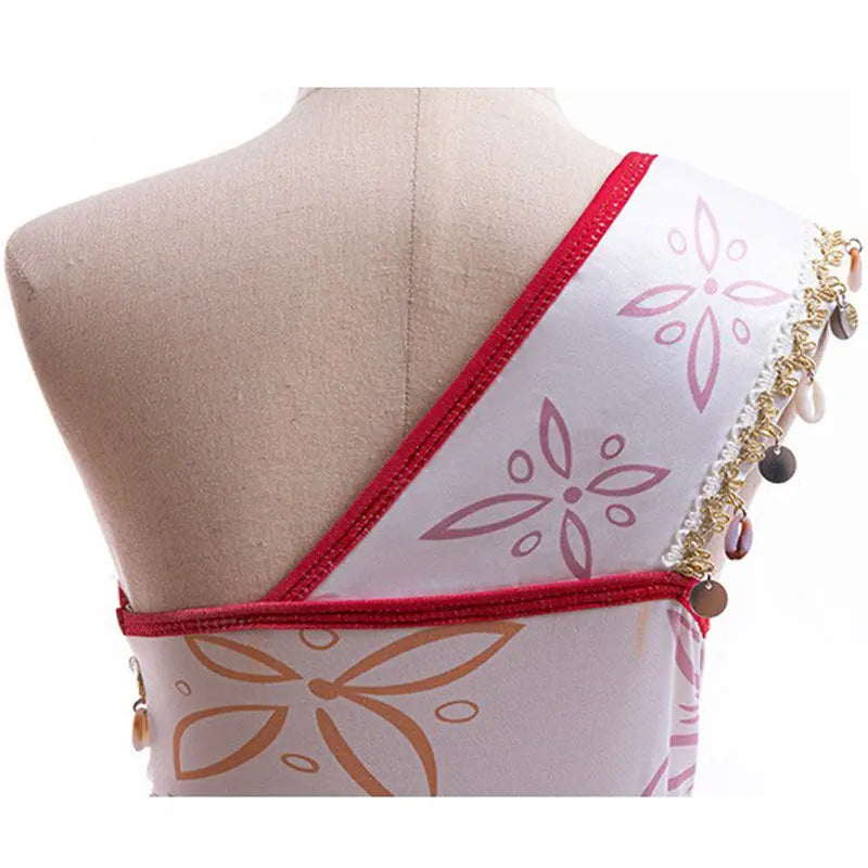 Disney New Movie Moana 2 Dress Christmas Girl Moana Princess Dress Cosplay Girls One-Shoulder Suspender Dress Accessories Set