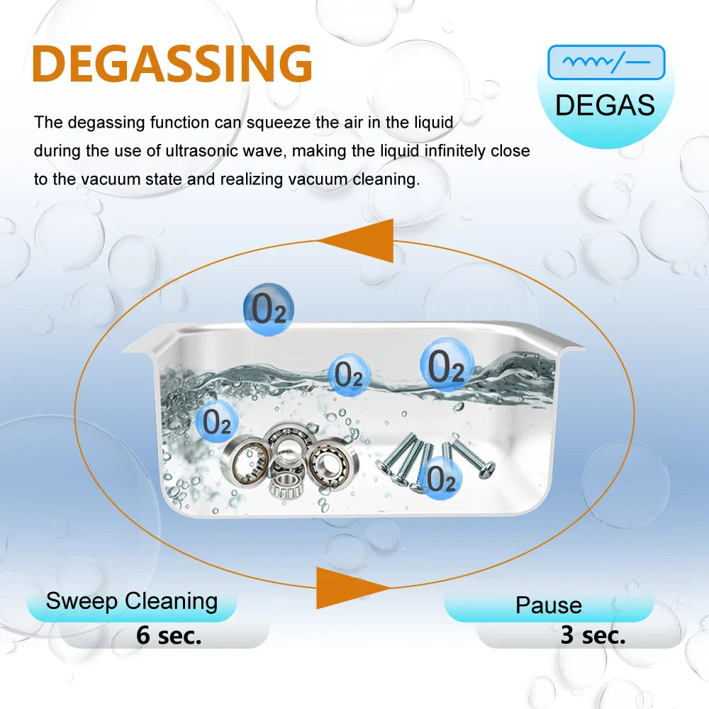 800ml Household Digital Ultrasonic Cleaner 30W/60W Stainless Steel Bath Degas Ultrasound Washing for Watches Jewelry