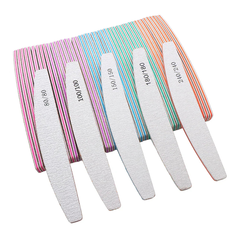 5/25Pcs/Lot Nail File Mix Color 80/100/150/180/240 Grit Professional Sandpaper Cuticle Remover Buffer Files Manicure Tool Set