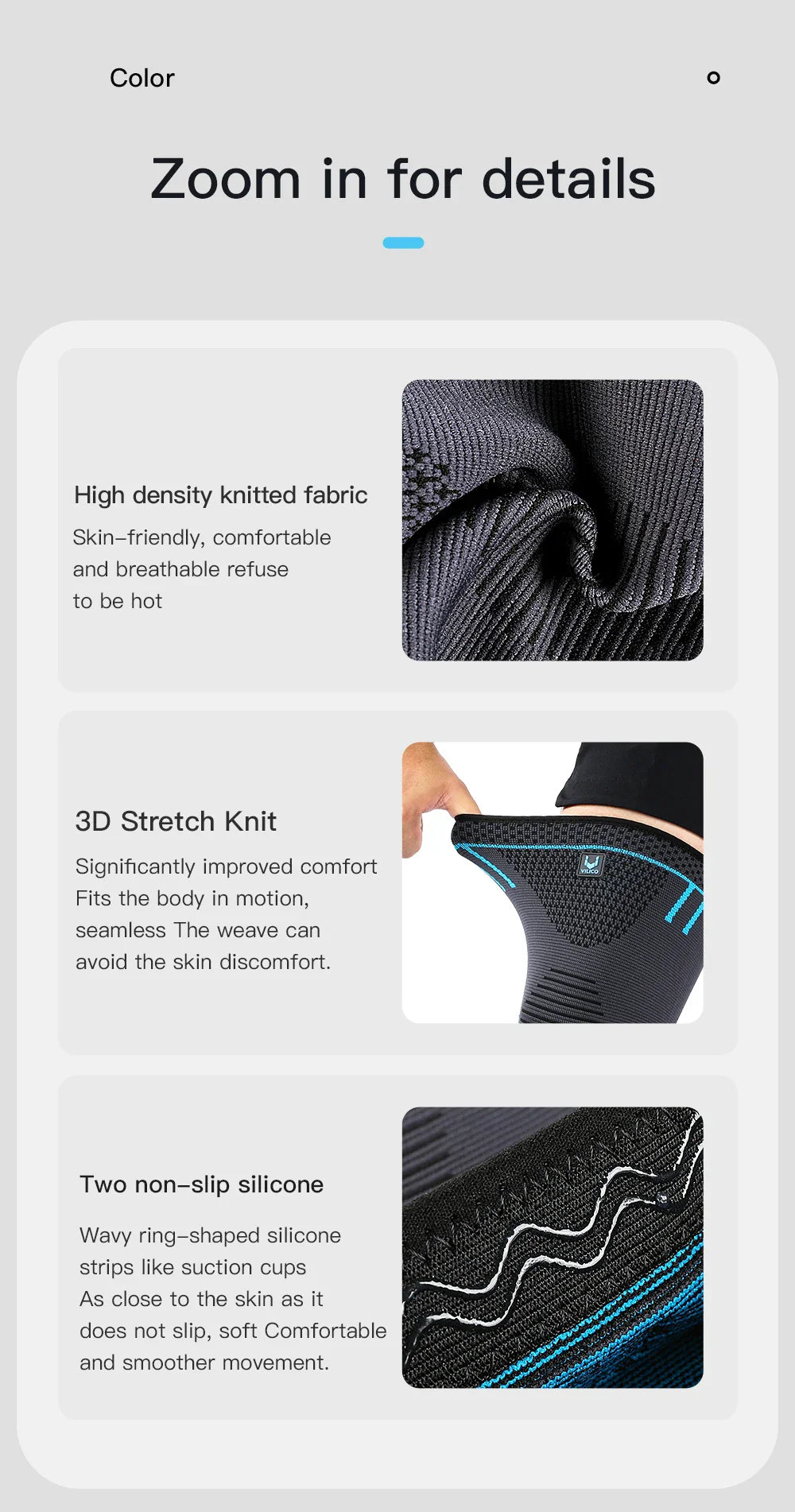 Compression Knee Support Sleeve - Elastic Breathable Brace for Sports Basketball Running Gym