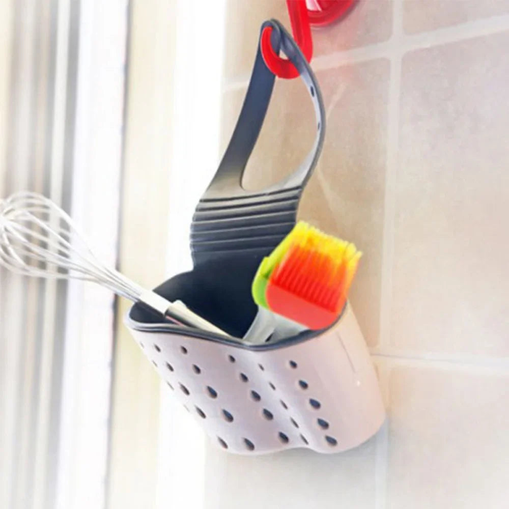 Kitchen Sink Basket Organizer - Drain Rack Strainer Sponge Storage Hanging Holder