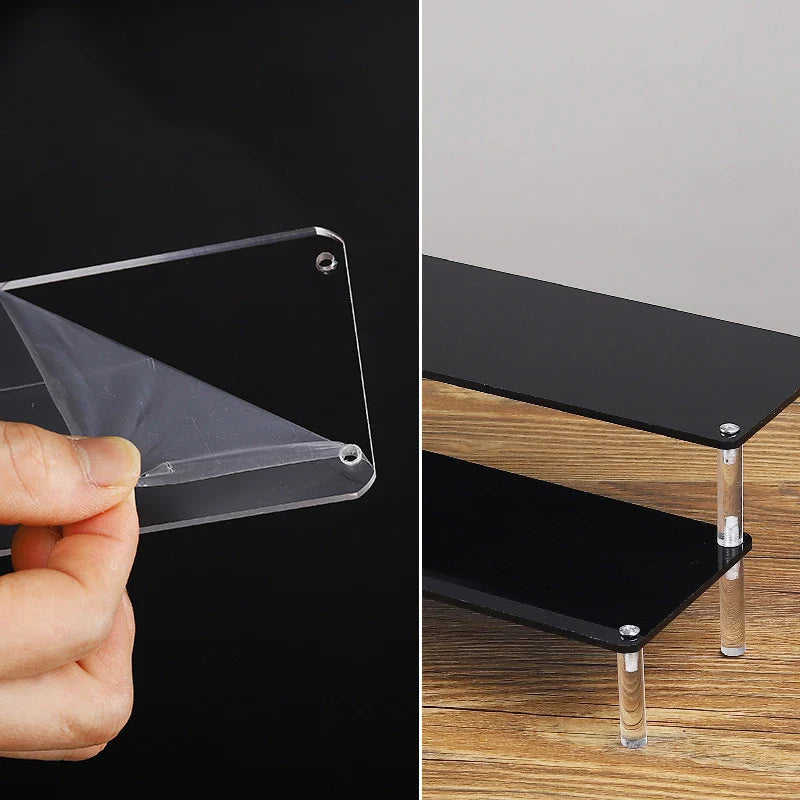 Acrylic Riser Display Stand Perfume Organizer Shelves for Amiibo Funko Figures Toys Cupcake Desserts Collection Cosmetic Jewelry